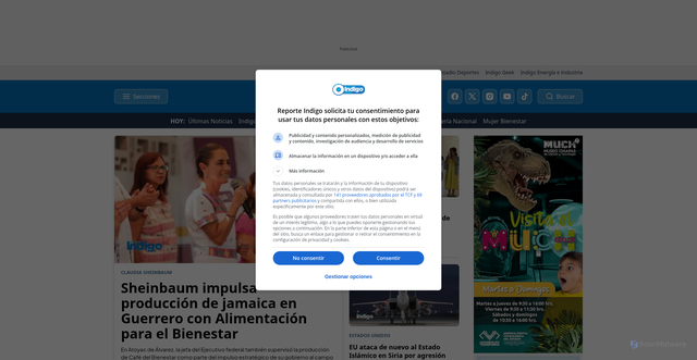 Security scan screenshot of https://reporteindigo.com