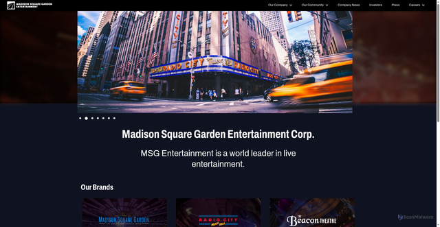 Security scan screenshot of https://www.msgentertainment.com/