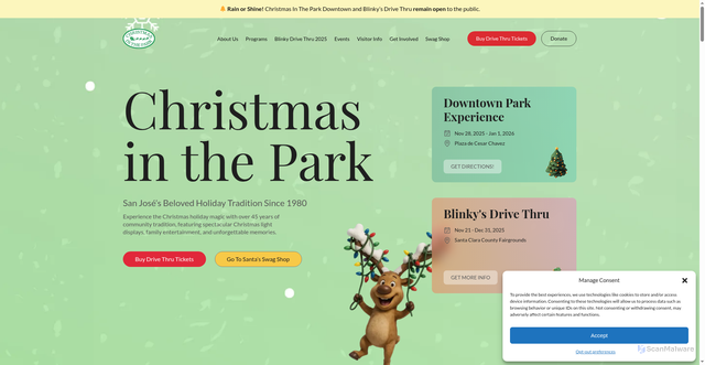 Security scan screenshot of https://christmasinthepark.com/