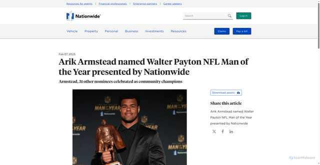 Security scan screenshot of https://news.nationwide.com/arik-armstead-named-walter-payton-nfl-man-of-the-year/