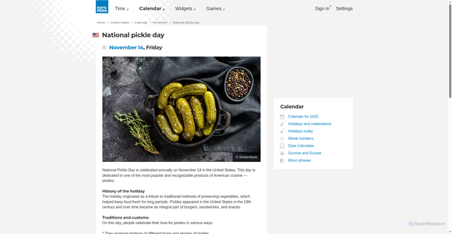 Security scan screenshot of https://dayspedia.com/us/calendar/holiday/1622/