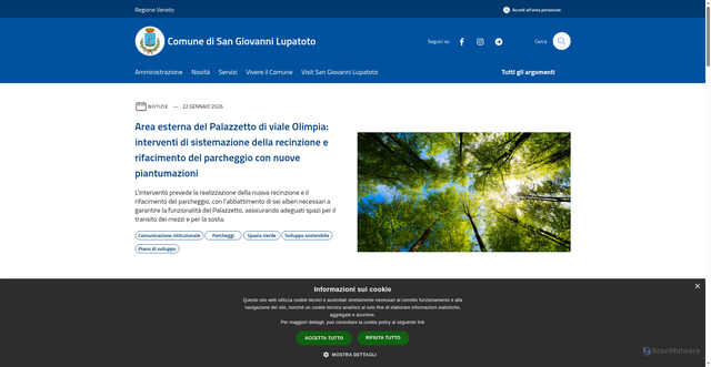 Security scan screenshot of https://www.comune.sangiovannilupatoto.vr.it/it