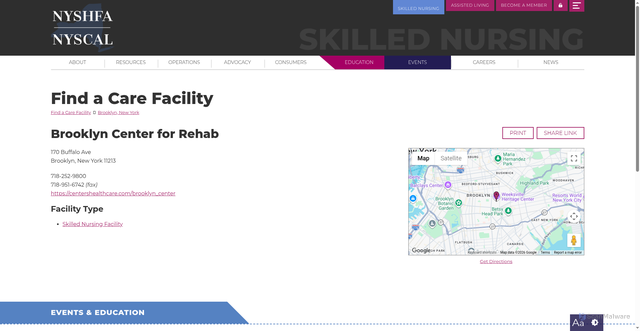 Security scan screenshot of https://www.nyshfa-nyscal.org/find-care-new-york/brooklyn-center-for-rehab/