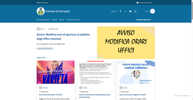 Security scan screenshot of https://www.comune.corropoli.te.it