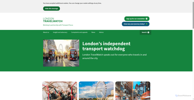 Security scan screenshot of https://www.londontravelwatch.org.uk/