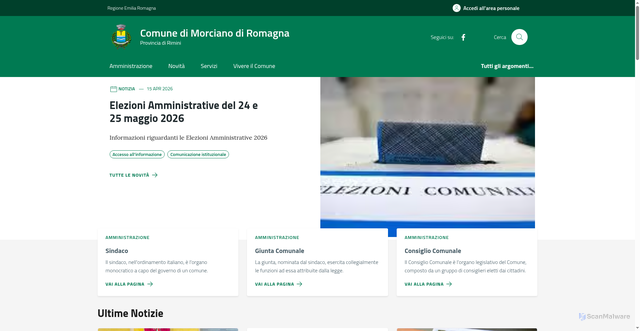 Security scan screenshot of https://www.comune.morcianodiromagna.rn.it
