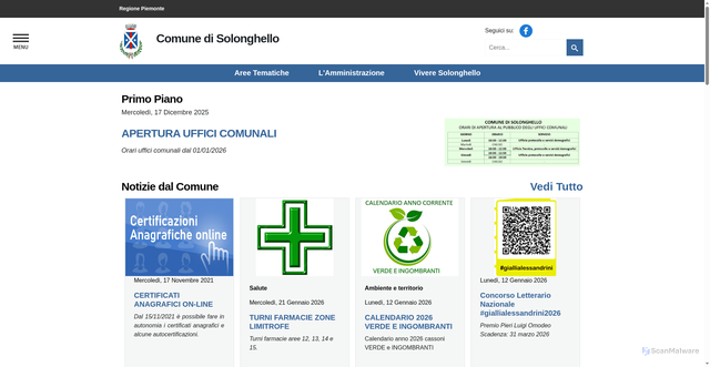 Security scan screenshot of https://www.comune.solonghello.al.it/