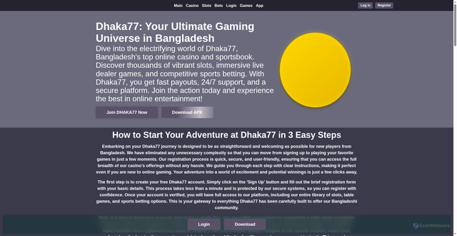 Security scan screenshot of https://dhaka77.net/