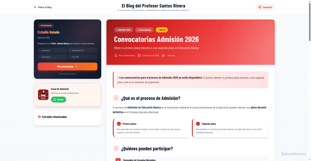 Security scan screenshot of https://blogdesantosrivera.pages.dev/entries/admision-2026-convocatorias