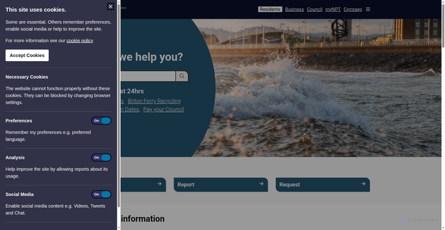 Security scan screenshot of http://www.npt.gov.uk