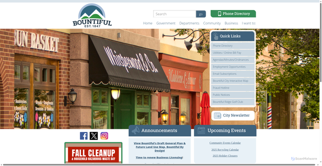 Security scan screenshot of https://www.bountifulutah.gov/