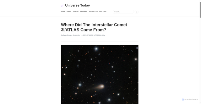 Security scan screenshot of https://www.universetoday.com/articles/where-did-the-interstellar-comet-3iatlas-come-from