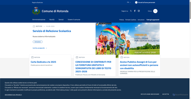 Security scan screenshot of https://www.comune.rotonda.pz.it/