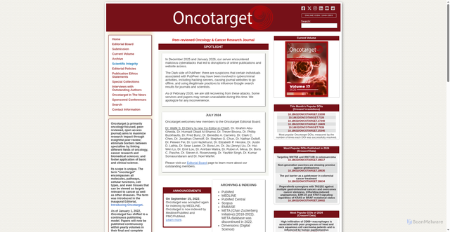 Security scan screenshot of https://oncotarget.com