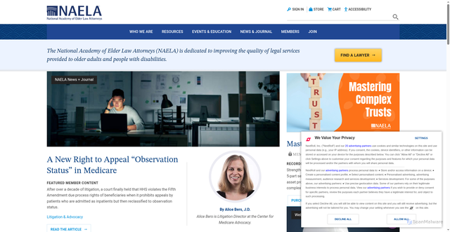 Security scan screenshot of https://www.naela.org