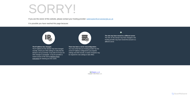 Security scan screenshot of http://www.col-westanglia.ac.uk/