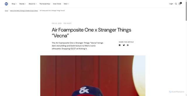 Security scan screenshot of https://kickingit.com/blogs/heat-of-the-week/air-foamposite-one-x-stranger-things-vecna?srsltid=AfmBOoqYJwVYg_xRXPiG5UaHEIhjanJtMM5QpNVcRwAOd2Jyk_MUIM3g