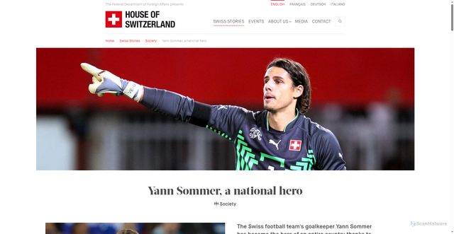Security scan screenshot of http://houseofswitzerland.org/swissstories/society/yann-sommer-national-hero