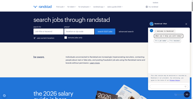Security scan screenshot of https://randstadusa.com