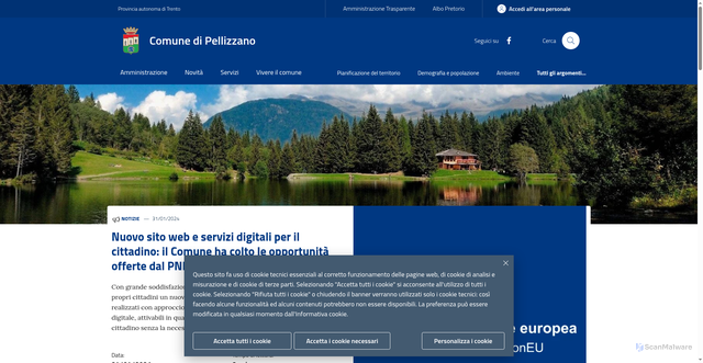 Security scan screenshot of https://www.comune.pellizzano.tn.it/