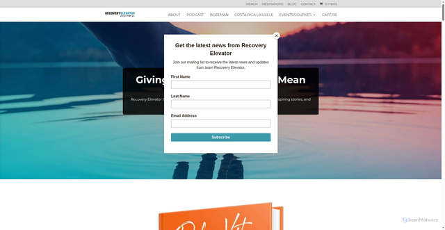 Security scan screenshot of https://recoveryelevator.com/