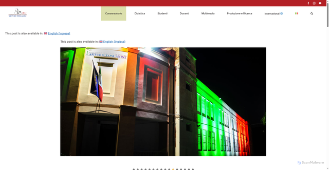 Security scan screenshot of https://www.conservatoriotoscanini.it