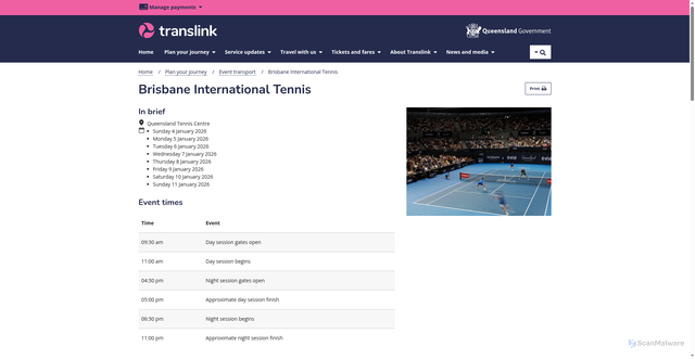 Security scan screenshot of https://translink.com.au/plan-your-journey/event-transport/940916