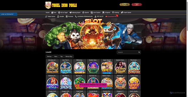 Security scan screenshot of https://tindobatu.click/desktop/game/slot/live22