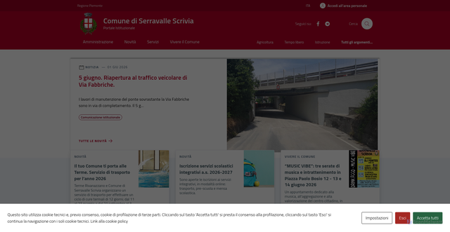 Security scan screenshot of https://www.comune.serravalle-scrivia.al.it