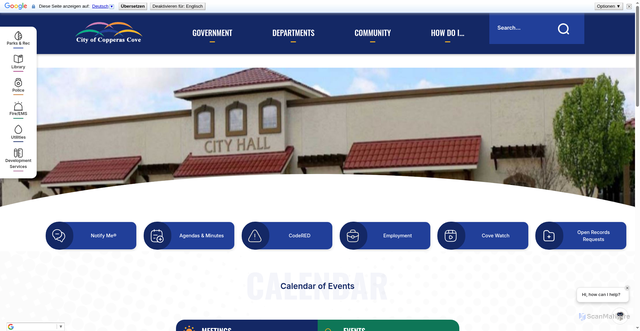 Security scan screenshot of https://www.copperascovetx.gov