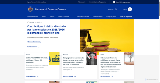 Security scan screenshot of https://www.comune.cavazzocarnico.ud.it/