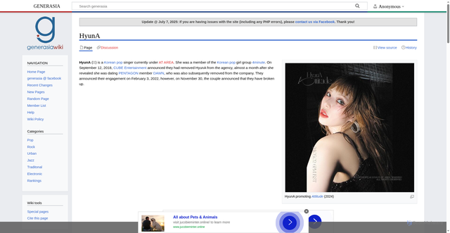 Security scan screenshot of https://www.generasia.com/wiki/HyunA