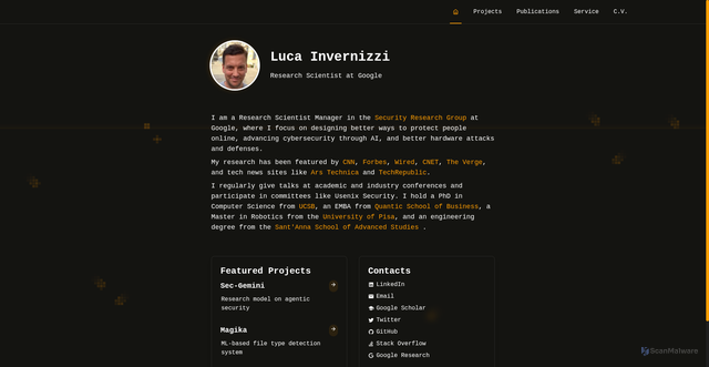 Security scan screenshot of https://luca-5ei.pages.dev/