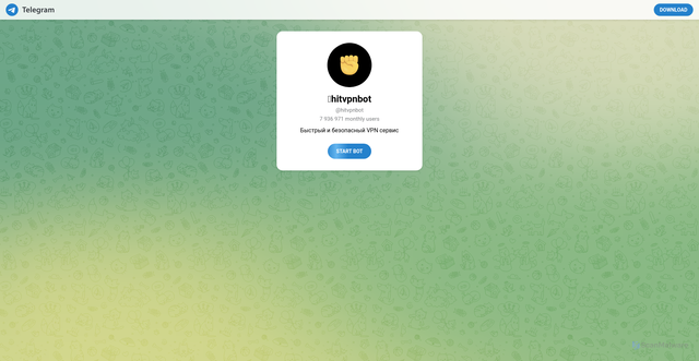 Security scan screenshot of https://t.me/hitvpnbot?start=157013515492343