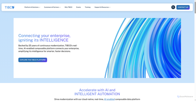 Security scan screenshot of https://tibco.com