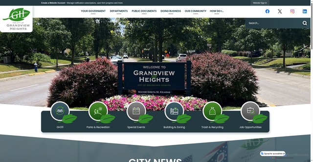 Security scan screenshot of https://grandviewheights.gov/