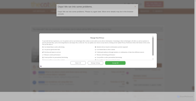 Security scan screenshot of https://thecatsite.com/