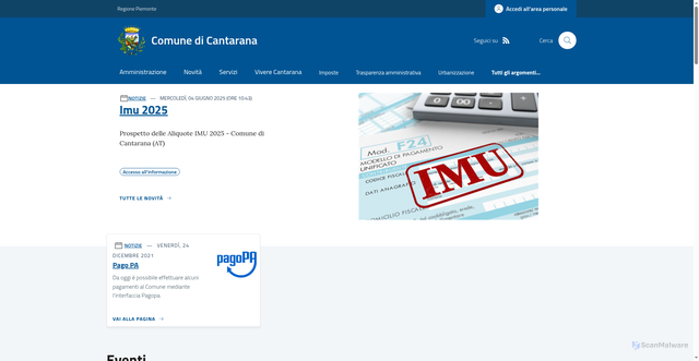 Security scan screenshot of https://www.comune.cantarana.at.it/