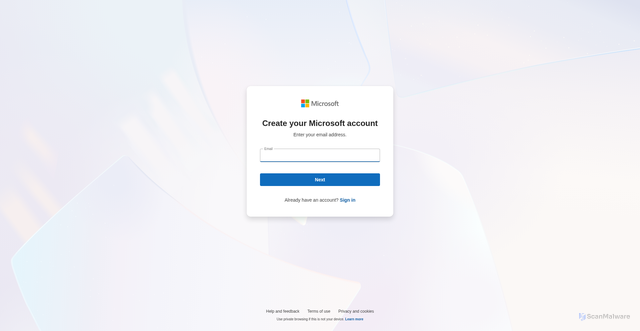 Security scan screenshot of https://signup.live.com/