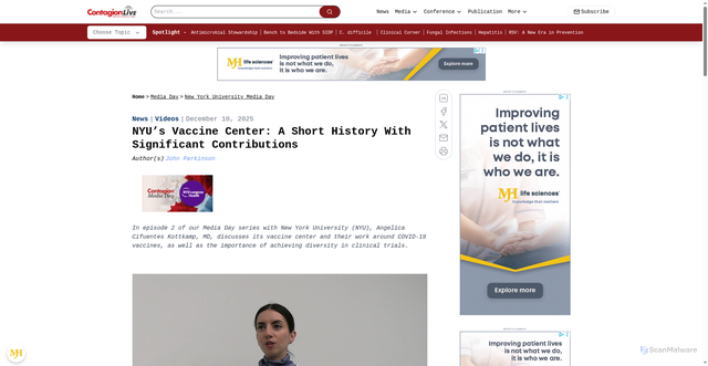Security scan screenshot of https://www.contagionlive.com/view/nyu-s-vaccine-center-a-short-history-with-significant-contributions