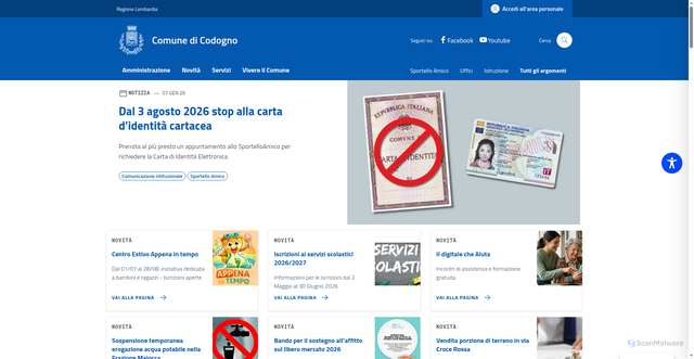 Security scan screenshot of https://www.comune.codogno.lo.it