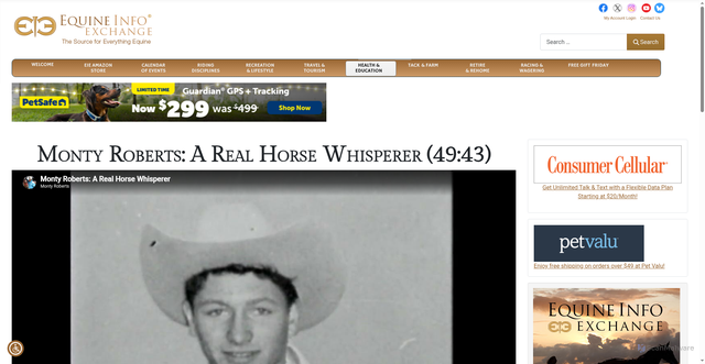 Security scan screenshot of https://equineinfoexchange.com/health-education/monty-roberts-a-real-horse-whisperer