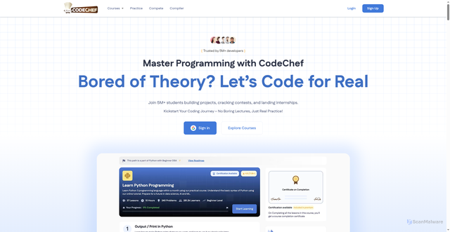 Security scan screenshot of https://codechef.com