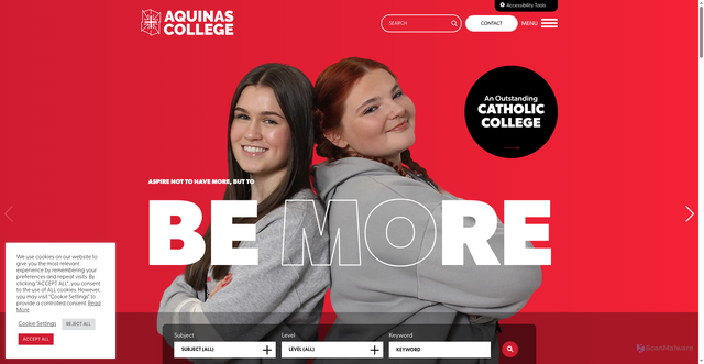 Security scan screenshot of https://www.aquinas.ac.uk/