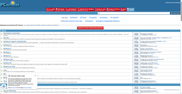 Security scan screenshot of https://forum.pcastuces.com