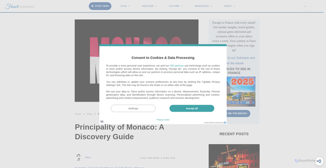 Security scan screenshot of https://frenchmoments.eu/principality-of-monaco/
