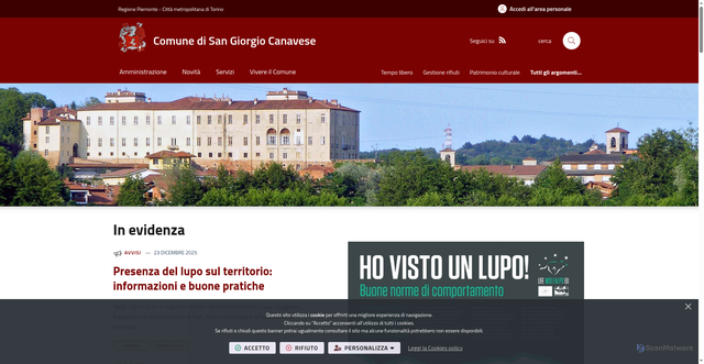 Security scan screenshot of https://www.comune.sangiorgiocanavese.to.it/it-it/home