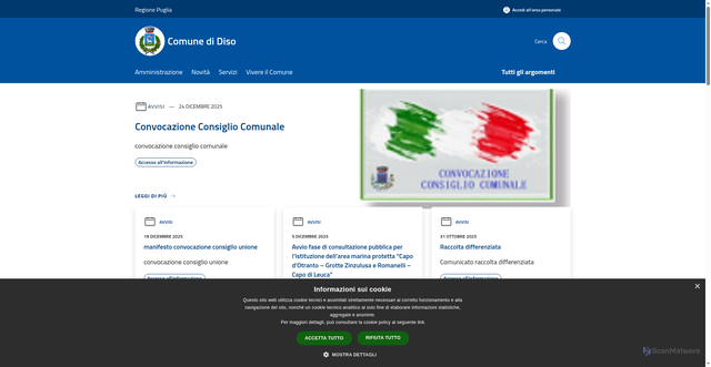 Security scan screenshot of https://www.comune.diso.le.it/it