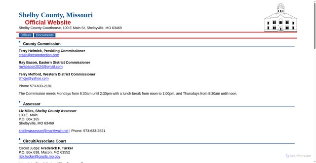 Security scan screenshot of https://shelbycountymo.gov/