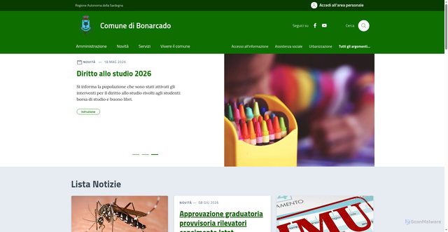 Security scan screenshot of https://www.comune.bonarcado.or.it